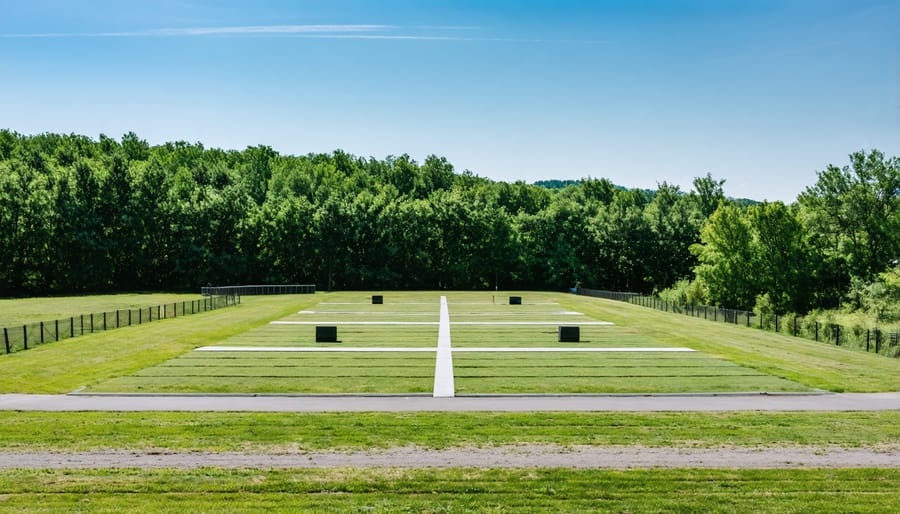 Modern archery range at Rockwood Park with multiple shooting lanes and safety equipment