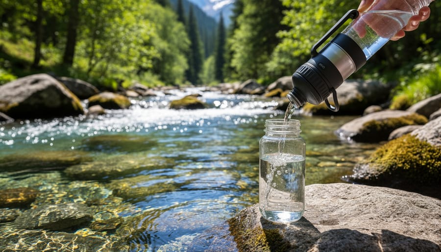 Clear mountain stream flowing over rocks in New Hampshire wilderness
